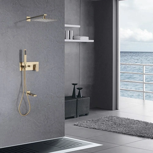 Душевая система ABBER Daheim AF8217G скрытого монтажа с изливом, золото матовое Душевая система ABBER Daheim AF8217G скрытого монтажа с изливом, золото матовое