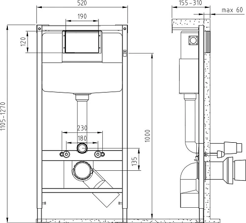 Инсталляция для унитаза Cersanit VECTOR A64575 Инсталляция для унитаза Cersanit VECTOR A64575
