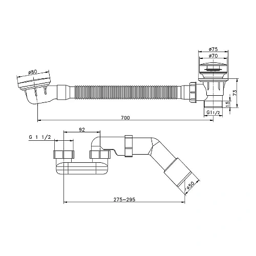 Слив-перелив Raglo R600.31.09 автомат, графит Слив-перелив Raglo R600.31.09 автомат, графит
