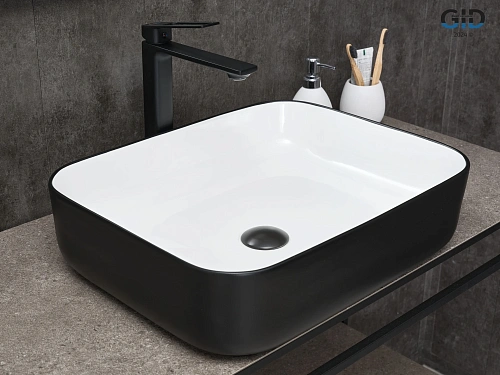 Раковина Gid Nc366 52205 накладная белая / черная 50x39x13 Раковина Gid Nc366 52205 накладная белая / черная 50x39x13