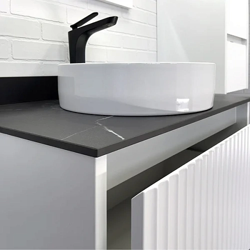 Тумба с раковиной Comforty Марсель-75 00-00012270 белая матовая со столешницей под черный мрамор c раковиной Comforty 9110 Тумба с раковиной Comforty Марсель-75 00-00012270 белая матовая со столешницей под черный мрамор c раковиной Comforty 9110