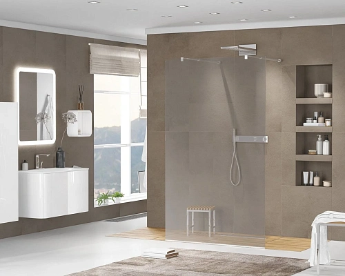 Душевая перегородка CEZARES LIBERTA-L-2-90-GR-Cr 90см стекло тонированное (графит), профиль хром Душевая перегородка CEZARES LIBERTA-L-2-90-GR-Cr 90см стекло тонированное (графит), профиль хром