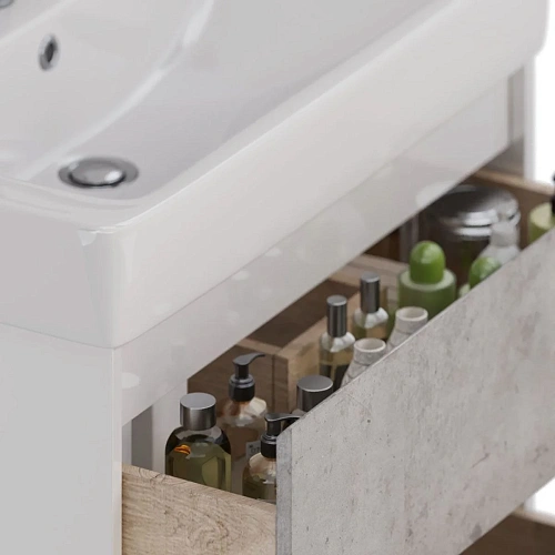 Тумба под раковину Lemark COMBI 80 см подвесная/напольная, бетон/белый LM03C80T-Beton Тумба под раковину Lemark COMBI 80 см подвесная/напольная, бетон/белый LM03C80T-Beton