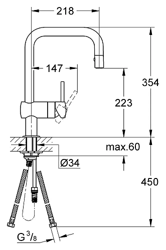 Смеситель для кухни GROHE Minta с выдвижным U-изливом/лейкой, суперсталь (32322DC0) Смеситель для кухни GROHE Minta с выдвижным U-изливом/лейкой, суперсталь (32322DC0)