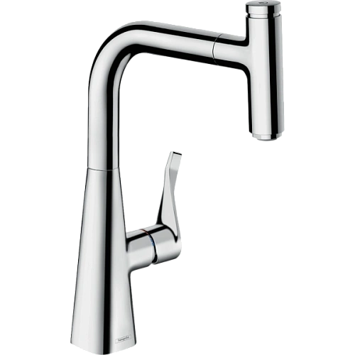 Смеситель для кухни Hansgrohe Metris Select M71 240, с вытяжным изливом, 1jet, sBox 73802000, хром Смеситель для кухни Hansgrohe Metris Select M71 240, с вытяжным изливом, 1jet, sBox 73802000, хром