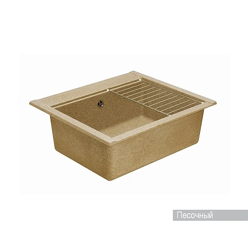 Кухонная мойка Aquaton Делия 60 1A715232LD220 из литого мрамора, прямоугольная, песочная Кухонная мойка Aquaton Делия 60 1A715232LD220 из литого мрамора, прямоугольная, песочная