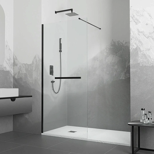 Душевая перегородка RGW Walk In WA-041B 900 мм 35104009-14 черный, Easy Clean Душевая перегородка RGW Walk In WA-041B 900 мм 35104009-14 черный, Easy Clean