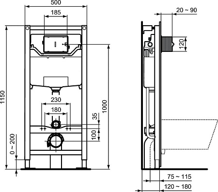 Инсталляция для унитаза Ideal Standard PROSYS 120 M R020467 Инсталляция для унитаза Ideal Standard PROSYS 120 M R020467