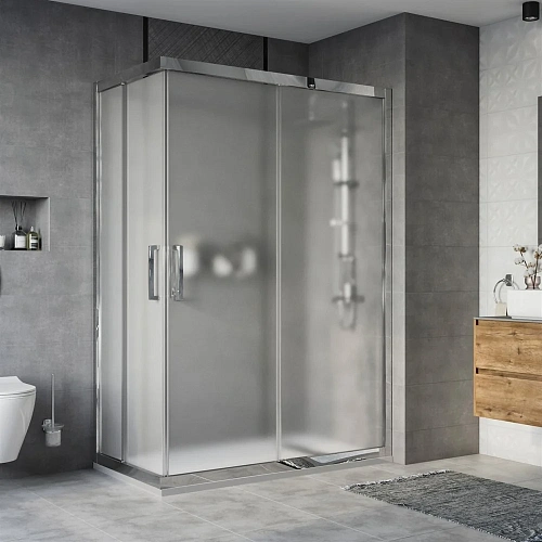 Душевой уголок STWORKI Карлстад 140x80 см профиль хром глянец, стекло матовое 467383 Душевой уголок STWORKI Карлстад 140x80 см профиль хром глянец, стекло матовое 467383