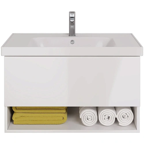 Тумба под раковину DREJA PERFECTO, 90 см, подвесная, 1 ящик, push-to-open, белый глянец 99.0808 Тумба под раковину DREJA PERFECTO, 90 см, подвесная, 1 ящик, push-to-open, белый глянец 99.0808