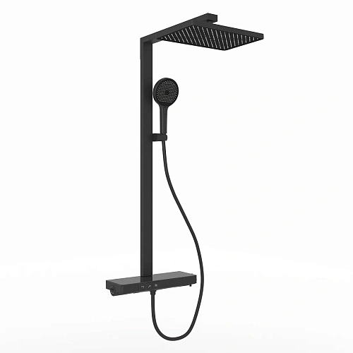 Душевая система Sancos Vos SC6100MB с термостатом, изливом, полкой, шлангом 1,5 м, верхним и ручным душем, черный матовый Душевая система Sancos Vos SC6100MB с термостатом, изливом, полкой, шлангом 1,5 м, верхним и ручным душем, черный матовый