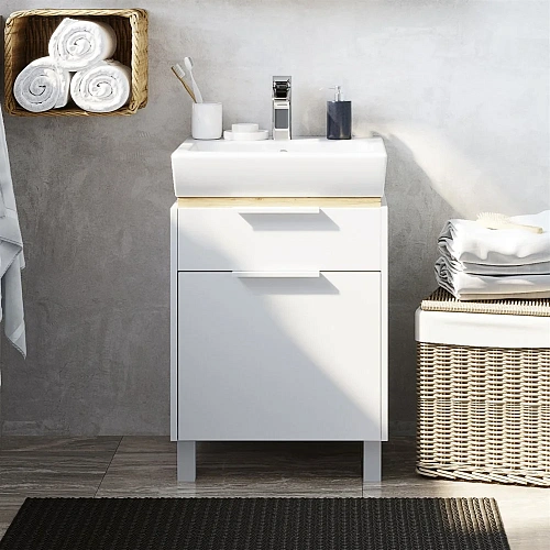 Тумба с раковиной STWORKI Дублин 50 подвесная, с накладной раковиной, узкая, в скандинавском стиле 4 406297 Тумба с раковиной STWORKI Дублин 50 подвесная, с накладной раковиной, узкая, в скандинавском стиле 4 406297