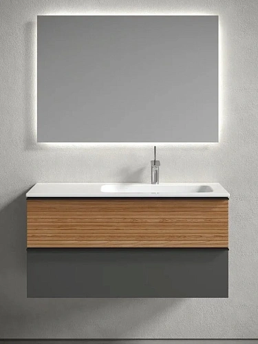 Тумба под раковину Sancos Delta DL100RGR 995х445х500 правая, дуб красный/графит, подвесная Тумба под раковину Sancos Delta DL100RGR 995х445х500 правая, дуб красный/графит, подвесная