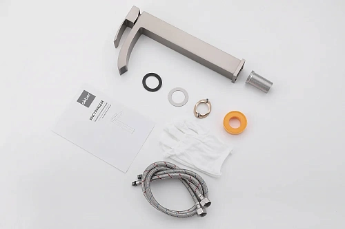 Смеситель для раковины ABBER Wasserfall AF8611SP для накладной раковины, сатин Смеситель для раковины ABBER Wasserfall AF8611SP для накладной раковины, сатин