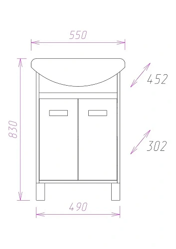 Тумба под раковину Onika ГАММА 55.10 105537 Тумба под раковину Onika ГАММА 55.10 105537