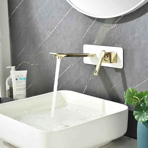 Смеситель для раковины Lemark Mista LM6426WG встраиваемый, белый/золото Смеситель для раковины Lemark Mista LM6426WG встраиваемый, белый/золото