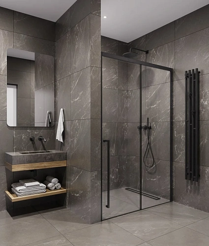 Душевая дверь Timo (T59L) TDSS-150/03C-8L, раздвижная 1500x2000, профиль черный, стекло прозрачное 8 мм Душевая дверь Timo (T59L) TDSS-150/03C-8L, раздвижная 1500x2000, профиль черный, стекло прозрачное 8 мм