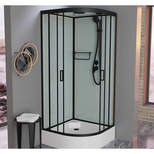 Душевая кабина Frank F409/1 Black черный профиль 90x90 139009 Душевая кабина Frank F409/1 Black черный профиль 90x90 139009