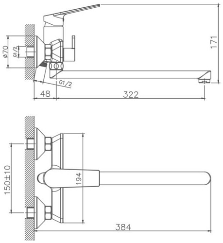 Смеситель для ванны Haiba HB22533-3, пепельный Смеситель для ванны Haiba HB22533-3, пепельный