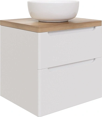 Комплект мебели STWORKI Берген 60 белая со светлой столешницей, раковина Moon 1 549384 Комплект мебели STWORKI Берген 60 белая со светлой столешницей, раковина Moon 1 549384