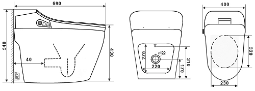 Унитаз SMART Timo ТЕ-721 (690x400x540) напольный с функцией биде Унитаз SMART Timo ТЕ-721 (690x400x540) напольный с функцией биде