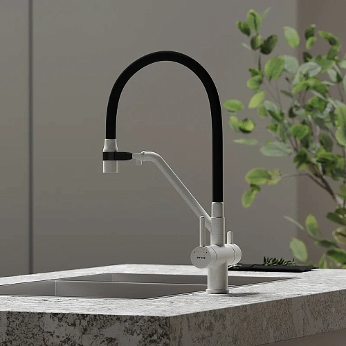 Смеситель для кухни Sancos Dora SC4003GR под фильтр, белый гранит Смеситель для кухни Sancos Dora SC4003GR под фильтр, белый гранит