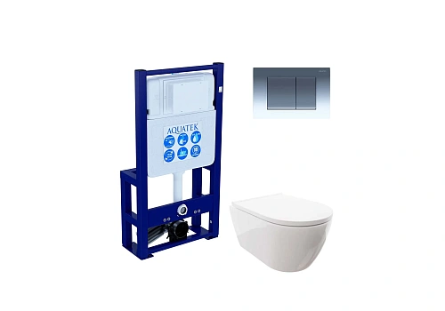 Комплект унитаза SET AQUATEK ПОЛАРИС-010 с инсталляцией, креплением, клавишей смыва и сиденьем микролифт Комплект унитаза SET AQUATEK ПОЛАРИС-010 с инсталляцией, креплением, клавишей смыва и сиденьем микролифт