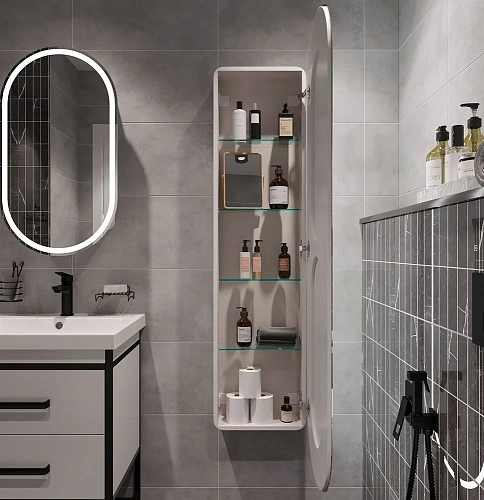 Шкаф-пенал STWORKI Мальмё МВК075 45, с подсветкой, белый 541671 Шкаф-пенал STWORKI Мальмё МВК075 45, с подсветкой, белый 541671