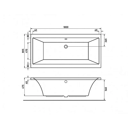 Акриловая ванна BERGES TARI 180x80 050029 Акриловая ванна BERGES TARI 180x80 050029