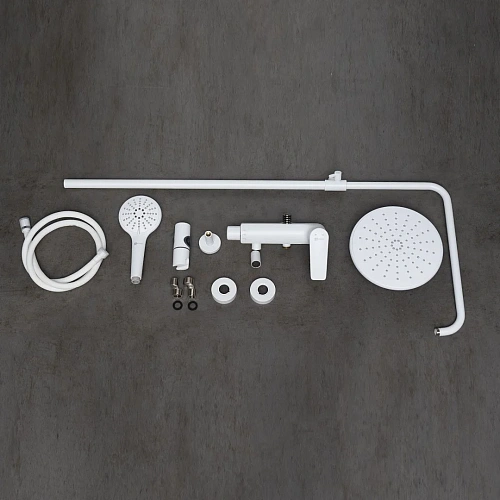 Душевая система Lemark Bronx LM3762MW с регулируемой высотой штанги, белый/матовый Душевая система Lemark Bronx LM3762MW с регулируемой высотой штанги, белый/матовый