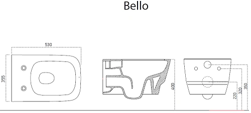 Унитаз подвесной Boheme Bello 971-MW белый матовый без сиденья Унитаз подвесной Boheme Bello 971-MW белый матовый без сиденья