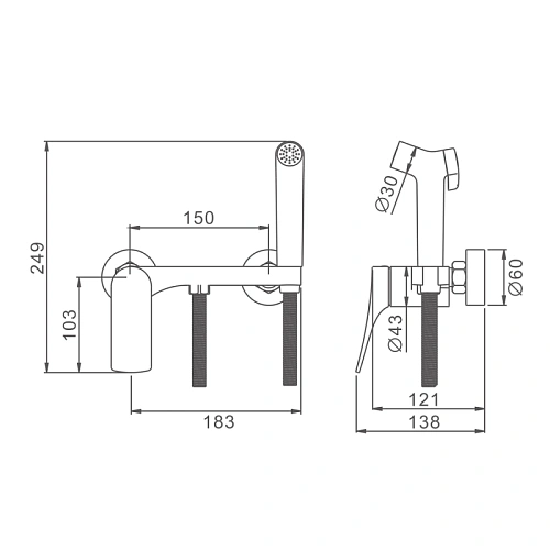 Гигиенический душ Splenka S54.51.08 настенный, белый Гигиенический душ Splenka S54.51.08 настенный, белый