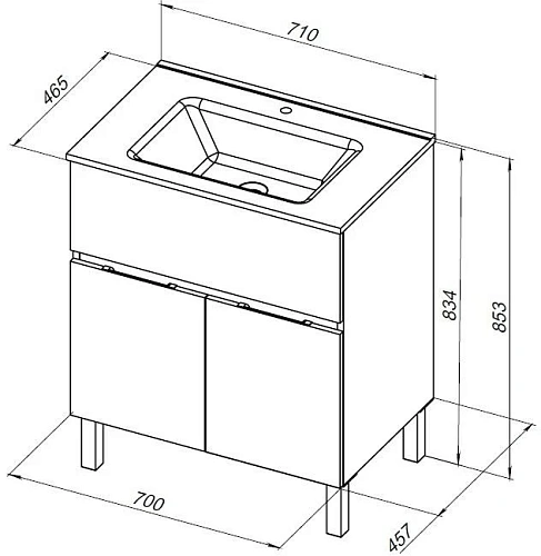Тумба под раковину Aquanet Алвита New 70 1 ящик, 2 дверцы, дуб веллингтон белый 00303902 Тумба под раковину Aquanet Алвита New 70 1 ящик, 2 дверцы, дуб веллингтон белый 00303902