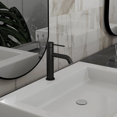 Смеситель для раковины Vincea City VBF-2C1MB однорычажный, черный матовый Смеситель для раковины Vincea City VBF-2C1MB однорычажный, черный матовый