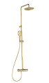 Душевая система AQUAme AQM8011BG со смесителем и изливом, лейка 3 режима 1100-1500мм, золото шлифован Душевая система AQUAme AQM8011BG со смесителем и изливом, лейка 3 режима 1100-1500мм, золото шлифован