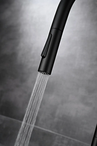 Смеситель для кухни AQUAme Cucina AQM9901MB с выдвижным изливом,черный матовый Смеситель для кухни AQUAme Cucina AQM9901MB с выдвижным изливом,черный матовый