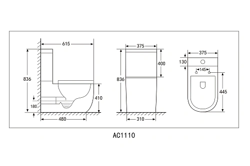 Унитаз напольный ABBER Bequem AC1110 компакт белый, безободковый с крышкой микролифт Унитаз напольный ABBER Bequem AC1110 компакт белый, безободковый с крышкой микролифт