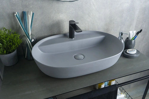 Раковина Gid Gm1346 53341 накладная серая матовая 61x41x14 Раковина Gid Gm1346 53341 накладная серая матовая 61x41x14