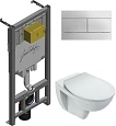Комплект унитаза Jacob Delafon Patio E21740RU-00 безободковый с инсталляцией и кнопкой смыва Комплект унитаза Jacob Delafon Patio E21740RU-00 безободковый с инсталляцией и кнопкой смыва