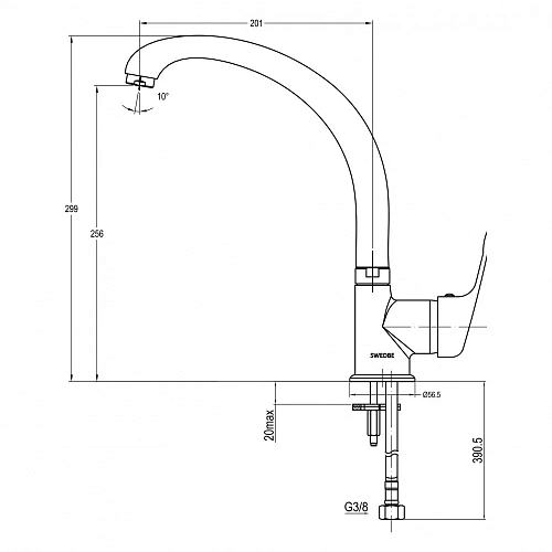 Смеситель для кухни Swedbe Selene 7340 Смеситель для кухни Swedbe Selene 7340