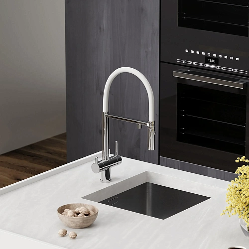 Смеситель для кухни SANCOS Imola SC4010CHwh с возможностью подключения фильтра, хром с белым изливом Смеситель для кухни SANCOS Imola SC4010CHwh с возможностью подключения фильтра, хром с белым изливом