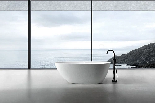 Ванна отдельностоящая ABBER AM9911 170x75 универсальная, белая матовая, искусственный камень Ванна отдельностоящая ABBER AM9911 170x75 универсальная, белая матовая, искусственный камень