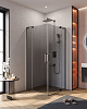 Картинка анонса товара «душевой уголок cezares slider-a-2-90/100-grigio-gm 90-100x90-100см стекло тонированное (графит), профиль оружейная сталь»
