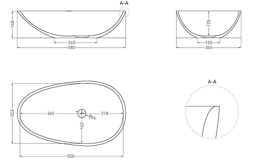 Раковина Salini PAOLA 1101201SM 580x345 накладная S-Stone Раковина Salini PAOLA 1101201SM 580x345 накладная S-Stone