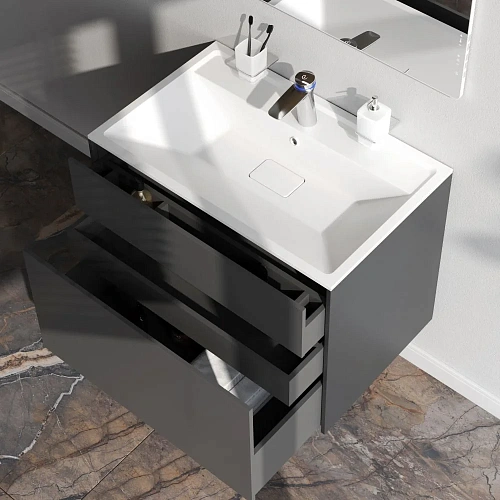 Тумба под раковину AM.PM Inspire V2.0 M50AFHX0803GM подвесная, 80 см, push-to-open, графит матов Тумба под раковину AM.PM Inspire V2.0 M50AFHX0803GM подвесная, 80 см, push-to-open, графит матов