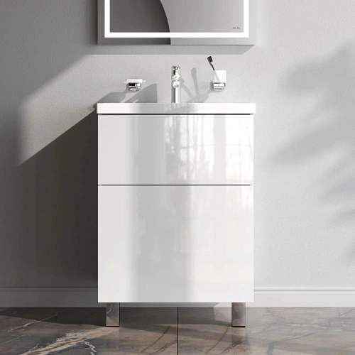 Тумба под раковину AM.PM Gem M90FSX06022WG32 напольная, 60 см push-to-open, белый Тумба под раковину AM.PM Gem M90FSX06022WG32 напольная, 60 см push-to-open, белый