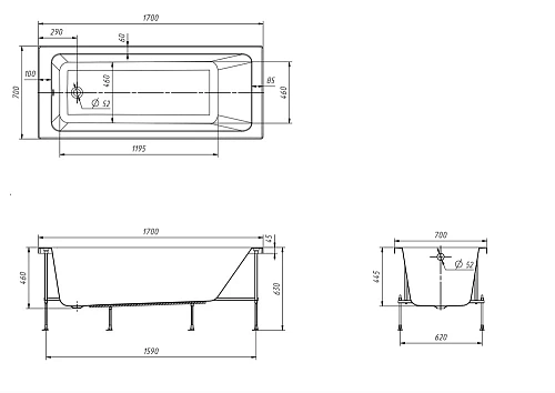 Акриловая ванна Roca Leon 170x70 прямоугольная белая 248658000 Акриловая ванна Roca Leon 170x70 прямоугольная белая 248658000