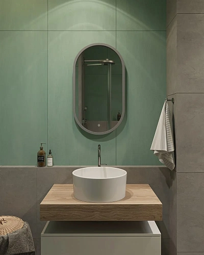 Зеркало DIWO Казань 45 серое, с подсветкой, овальное, в стиле лофт, сенсорное управление 543683 Зеркало DIWO Казань 45 серое, с подсветкой, овальное, в стиле лофт, сенсорное управление 543683