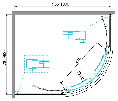 Душевой уголок BelBagno DUE-RH-2-100/80-C-Cr 100x80 см, профиль хром, стекло прозрачное Душевой уголок BelBagno DUE-RH-2-100/80-C-Cr 100x80 см, профиль хром, стекло прозрачное