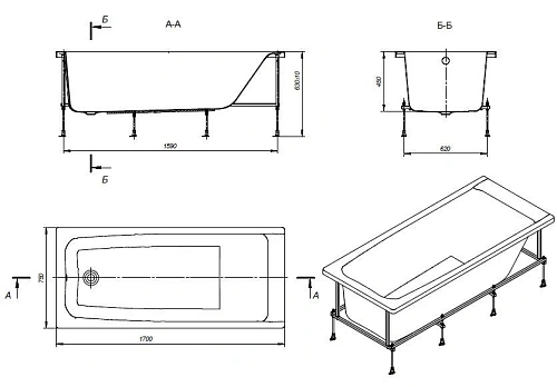 Акриловая ванна Roca Elba 170х75 прямоугольная белая 248507000 Акриловая ванна Roca Elba 170х75 прямоугольная белая 248507000